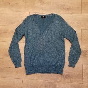 Mossimo V Neck Sweater Teal & Gold Flecked {XXL}